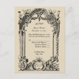  Franse Baroque Rococo Wedding RSVP Briefkaart