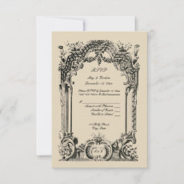  Franse Baroque Rococo Wedding RSVP Kaartje