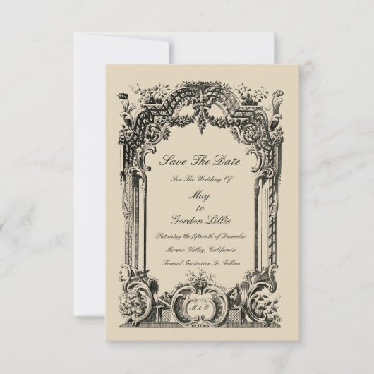  Franse Baroque Rococo Wedding Save The Date (Voorkant)