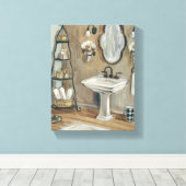 Franse Bathroom met Mirror en Sink Canvas Afdruk (Insitu (Houten vloer))