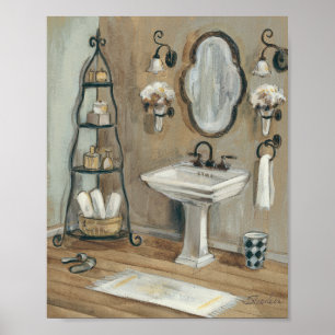 Franse Bathroom met Mirror en Sink Poster