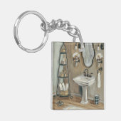 Franse Bathroom met Mirror en Sink Sleutelhanger (Voorkant Links)