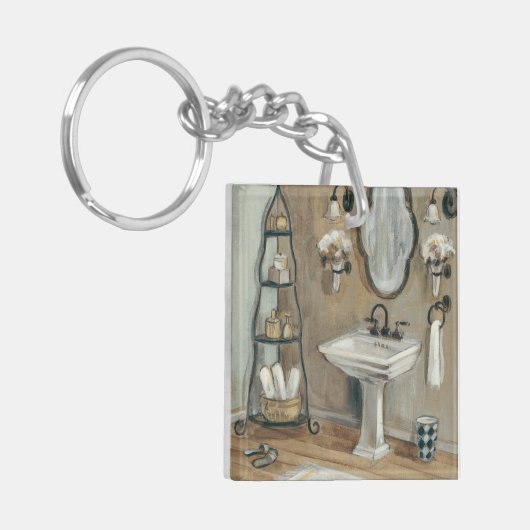 Franse Bathroom met Mirror en Sink Sleutelhanger (Voorkant Links)