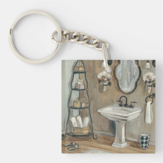 Franse Bathroom met Mirror en Sink Sleutelhanger (Voorkant)