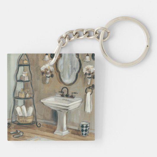 Franse Bathroom met Mirror en Sink Sleutelhanger (Achterkant)