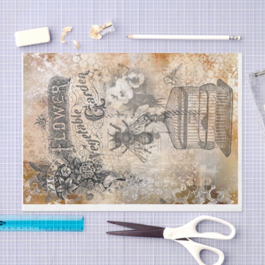 Franse Bee ephemera 18 lb decoupage Tissuepapier (Craft)
