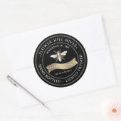Franse Bee met gouden banner Honey Label Zwart (Envelop)