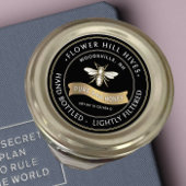 Franse Bee met gouden banner Honey Label Zwart