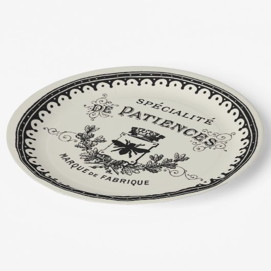  Franse bijenborst en kroonbont op beige Papieren Bordje (Gekanteld)