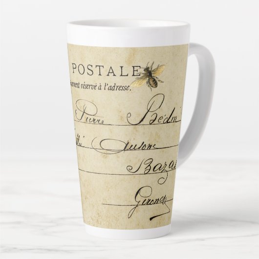 Franse bijenpostkaart latte mok (Rechterhoek)