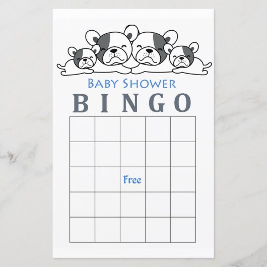 Franse bingo bingo baby shower Bulldog (Voorkant)