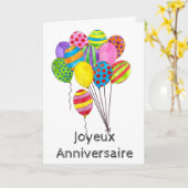 Franse Birthday bos ballonnen Kaart (Gele Bloem)