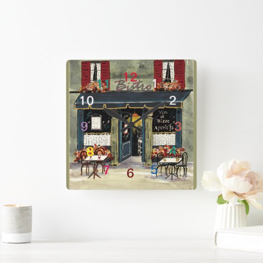 Franse bistro-acrylwand vierkante klok (Huis)