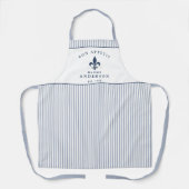 Franse Bistro Blauwe Streep Aangepaste Fleur de Li Schort (Voorkant)