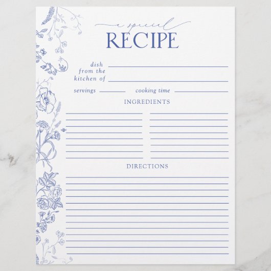 Franse Blauw & Wit Douche Recepten Binder Pagina (Voorkant)