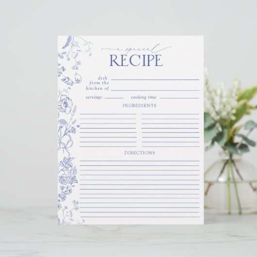 Franse Blauw & Wit Douche Recepten Binder Pagina (Staand voorkant)