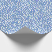 Franse Blauw-Wit Grote Luipaard Print Cadeaupapier (Hoek)
