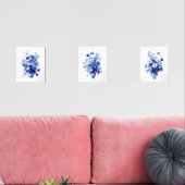 Franse Blauw Wit Toile Bloemen in Vaas Waterverf Muurkunst Sets (Woonkamer)