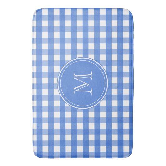 Franse blauw-witte gingham controles badmat (Voorkant Verticaal)