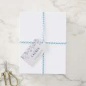 Franse Blauw & Witte Victoriaanse douche Geen foli Cadeaulabel (Met Touw)