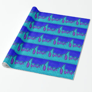 Franse Blauwe Abstract met Geweven Textuur Cadeaupapier