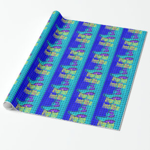 Franse Blauwe Afrikaanse Geweven Abstracte Paarse Cadeaupapier