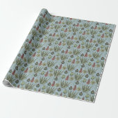 Franse Blauwe Aloe Vera Succulente Cactus Cadeaupapier (Uitgerold)