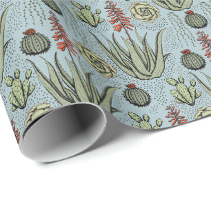 Franse Blauwe Aloe Vera Succulente Cactus Cadeaupapier