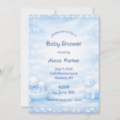 Franse Blauwe Baby Shower Uitnodiging (Voorkant)