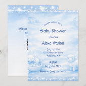 Franse Blauwe Baby Shower Uitnodiging (Voorkant / Achterkant)