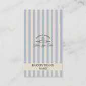  Franse Blauwe Bakkerij Logo Elegant Gestreept Visitekaartje (Voorkant)