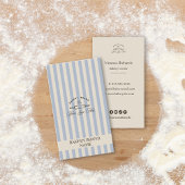  Franse Blauwe Bakkerij Logo Elegant Gestreept Visitekaartje