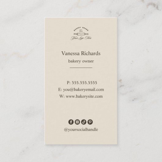  Franse Blauwe Bakkerij Logo Gestreept Visitekaartje (Achterkant)