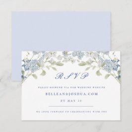 Franse Blauwe Bloemen Huwelijk RSVP Kaart