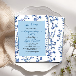Franse Blauwe Bloemen Nieuwe Home Housewarming Par Kaart