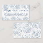 Franse Blauwe Bloemen Toile Bruids Recept Informatiekaartje (Voorkant / Achterkant)