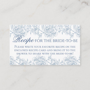 Franse Blauwe Bloemen Toile Bruids Recept Informatiekaartje