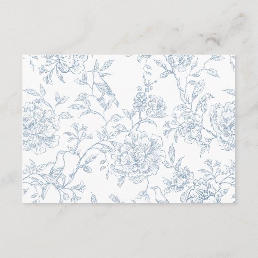  Franse Blauwe Bloemen Toile QR Code Website Informatiekaartje (Achterkant)