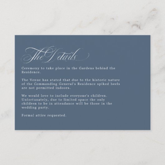 Franse  Blauwe Bloemen Trouwdetails Informatiekaartje (Voorkant)