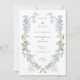 Franse Blauwe Bloemen Trouwen Save the Date