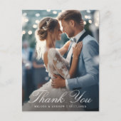 Franse Blauwe Bloemenkam Trouwfoto Dank u Briefkaart (Voorkant)