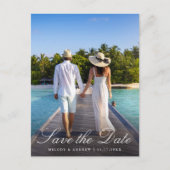 Franse Blauwe Bloemenkroon Foto Save the Date Briefkaart (Voorkant)