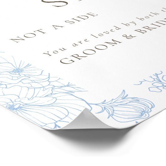 Franse Blauwe Bloemenlijn Art Kies een Zetel Poster (Hoek)