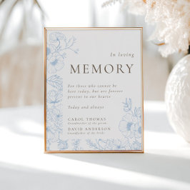 Franse Blauwe Bloemenlijn Kunst in liefdevolle her Poster