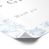 Franse Blauwe Bloemenlijn Kunst Kaarten & Geschenk Poster (Hoek)