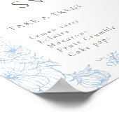 Franse Blauwe Bloemenlijn Kunst Liefde is Zoet Poster (Hoek)