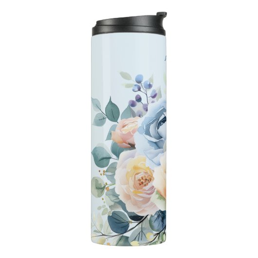 Franse blauwe bloementuin thermosbeker (Gedraaid links)