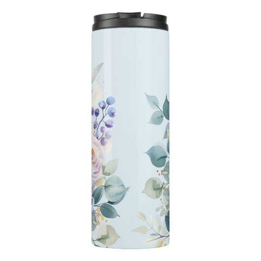 Franse blauwe bloementuin thermosbeker (Achterkant)