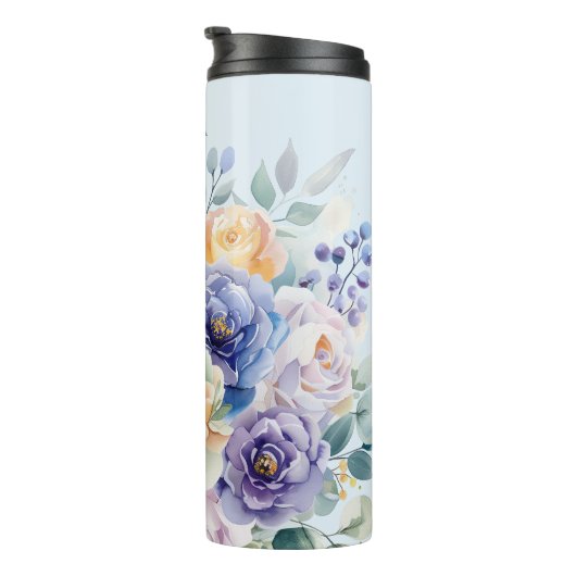 Franse blauwe bloementuin thermosbeker (Geroteerd rechts)