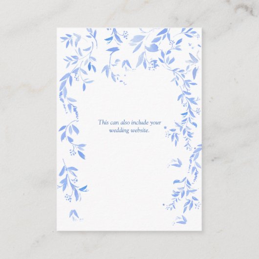 Franse Blauwe Bloemige Botanische Trouwdetails Informatiekaartje (Achterkant)